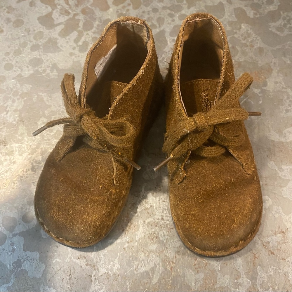 Ralph Lauren boots Carl Kids 6.5 Leather Suede Brown Booties boys girls shoes